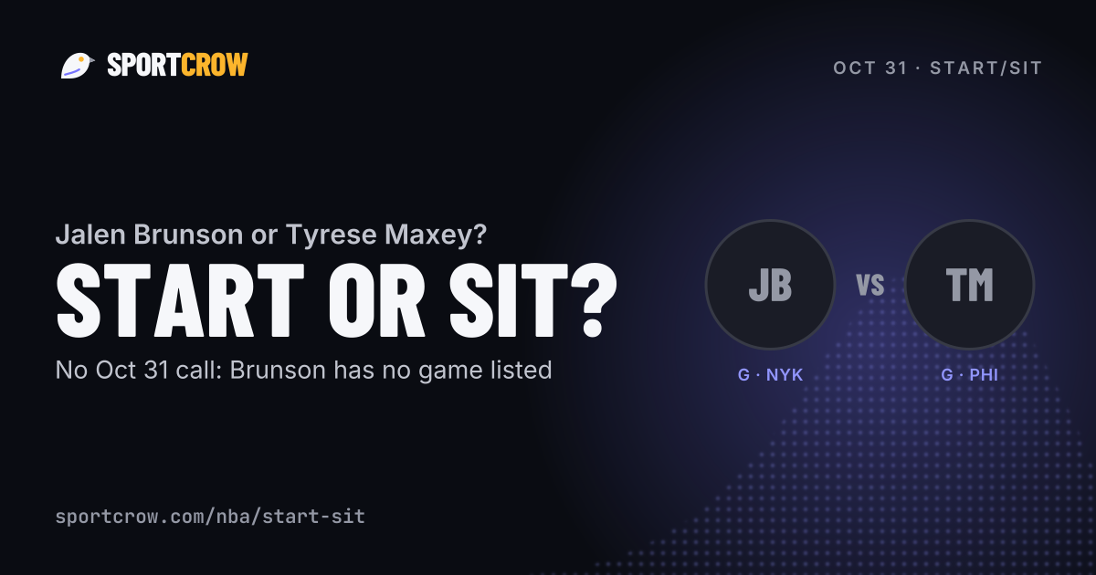 Point Crowe Start Jalen Brunson or Tyrese Maxey? Oct 30 Points league start/sit